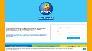 
                            3. Login b2b-Webshop | shop.vedes-gh.de