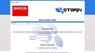 
                            9. Login - Barco Portal :: Starin Distributing