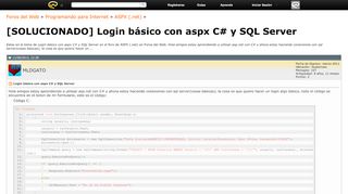 
                            11. Login básico con aspx C# y SQL Server - Foros del Web