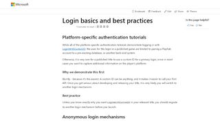 
                            7. Login Basics & Best Practices - PlayFab Documentation