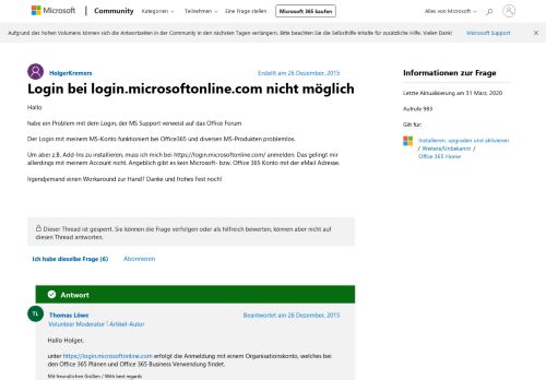 
                            6. Login bei login.microsoftonline.com nicht möglich - Microsoft ...