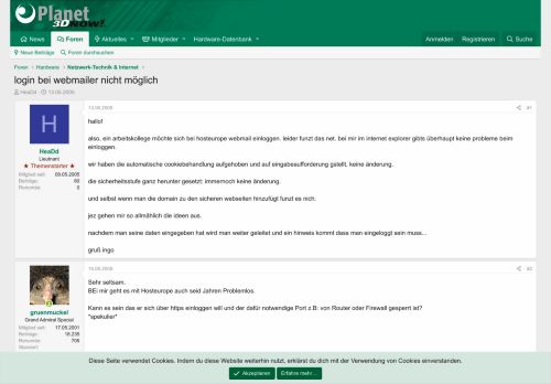 
                            12. login bei webmailer nicht möglich - Planet 3DNow!