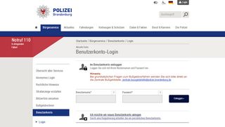 
                            6. Login | Benutzerkonto | Polizei Brandenburg