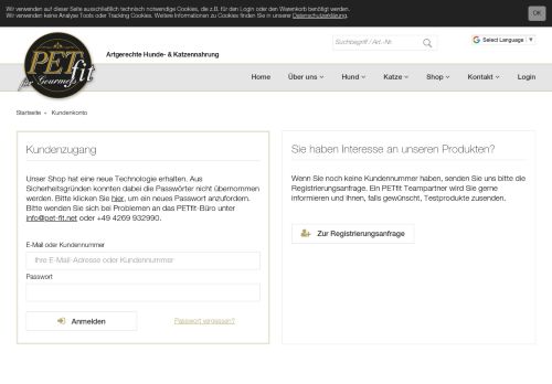 
                            1. Login-Bereich - Pet-Fit Vertriebs GmbH