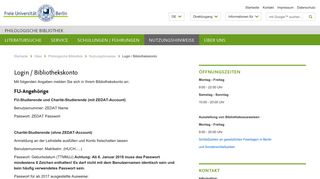 
                            5. Login / Bibliothekskonto • Philologische Bibliothek • Freie Universität ...