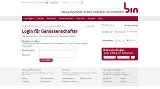 
                            3. Login : Bildungsnetz Schweizer Schreiner BIN