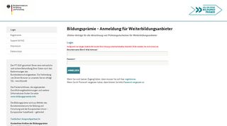 
                            1. Login - Bildungsprämie