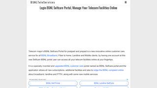 
                            7. Login BSNL Selfcare Portal, Manage Your Telecom Facilities Online