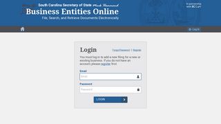 
                            4. Login - Business Entities Online - S.C. Secretary of State