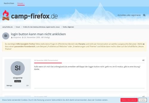 
                            2. login button kann man nicht anklicken - Camp Firefox