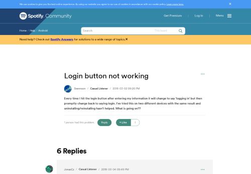 
                            1. Login button not working - The Spotify Community