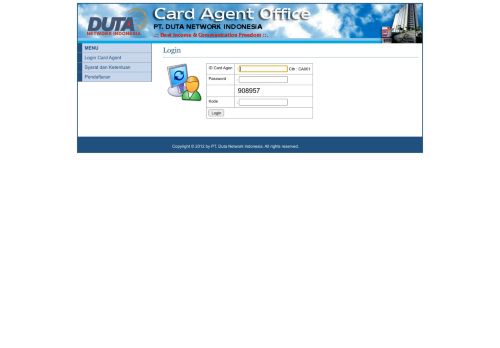 
                            2. Login Card Agent - Selamat Datang Card Agent