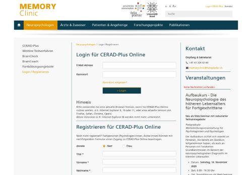 
                            1. Login CERAD-Plus - Memory Clinic