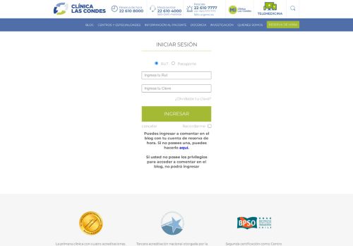 
                            8. Login - Clínica Las Condes