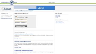 
                            1. Login CMS - Content Management an der Freien Universität Berlin