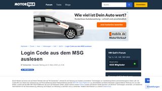
                            2. Login Code aus dem MSG auslesen - Start Forum Auto V... - Motor-Talk