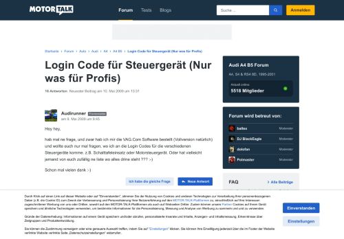 
                            1. Login Code für Steuergerät (Nur was für Profis) : Audi A4 B5 ...