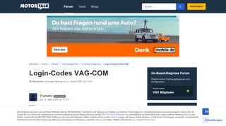 
                            2. Login-Codes VAG-COM - Start Forum Wissen Fahrzeugtec... - Motor-Talk