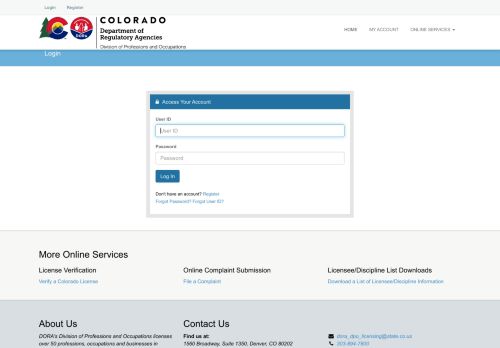 
                            1. Login - Colorado Division of Professions and Occupations Online ...