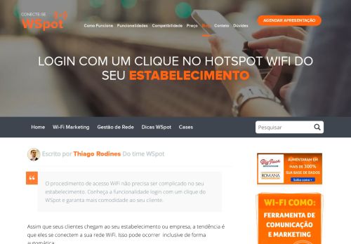 
                            2. Login com 1-Click - WSpot - Wi-Fi Marketing