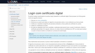 
                            5. Login com certificado digital | Lacuna Docs