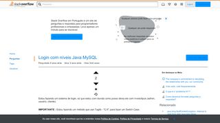 
                            9. Login com níveis Java MySQL - Stack Overflow em Português