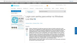 
                            4. Login com senha para entrar no Windows Live Mail - Microsoft