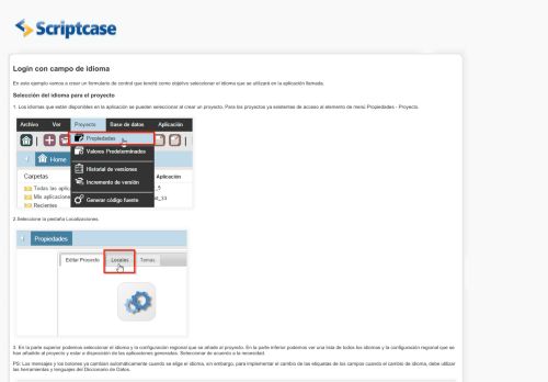 
                            2. Login con campo de idioma - Scriptcase