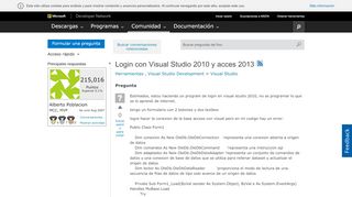 
                            1. Login con Visual Studio 2010 y acces 2013 - MSDN - Microsoft