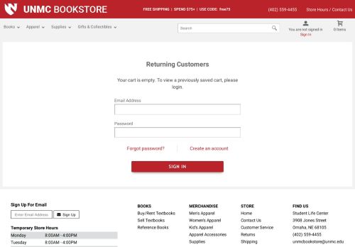 
                            9. Login / Create An Account | UNMC Bookstore