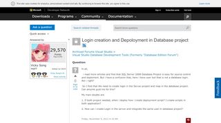 
                            6. Login creation and Depoloyment in Database project - MSDN - Microsoft