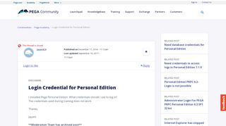 
                            10. Login Credential for Personal Edition | Pega Community