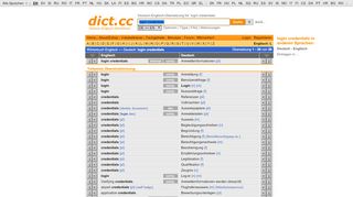 
                            6. login credentials | Übersetzung Englisch-Deutsch - dict.cc