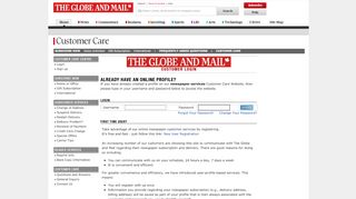 
                            5. Login - Customer Care - The Globe and Mail