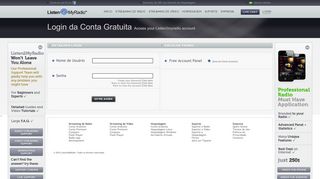 
                            11. Login da Conta Gratuita -Access your Listen2myradio account