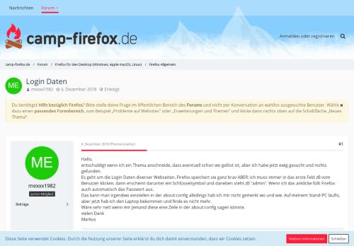 
                            3. Login Daten - Camp Firefox