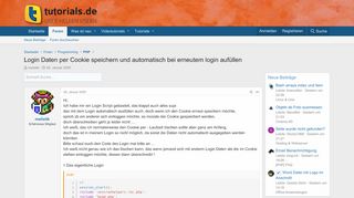 
                            3. Login Daten per Cookie speichern und automatisch bei erneutem ...