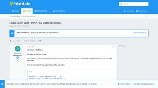 
                            1. Login-Daten über PHP in TXT Datei speichern | html.de - HTML für ...