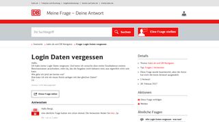 
                            5. Login Daten vergessen - Beantwortet - Bahn.de - Deutsche Bahn