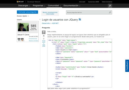 
                            6. Login de usuarios con JQuery - MSDN - Microsoft