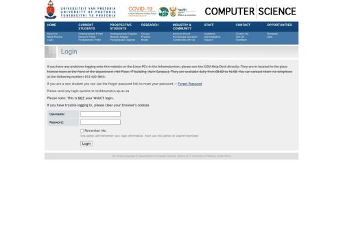 
                            10. Login - Department of Computer Science - University of Pretoria
