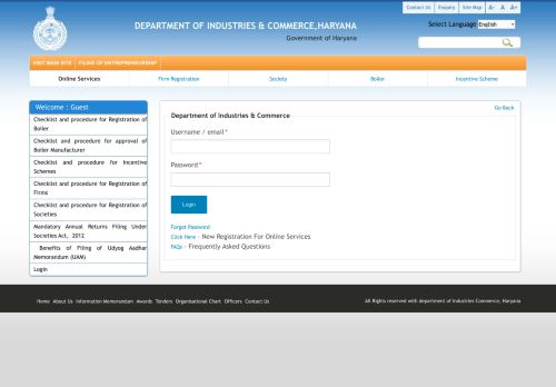 
                            1. Login - Department of Industrial Commerce, Haryana