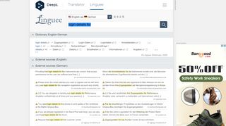 
                            12. login details for - German translation – Linguee
