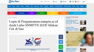 
                            4. Login di Pengumuman.snmptn.ac.id Anda Lulus SNMPTN 2018 ...