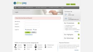 
                            2. Login - DirecPay - Payment Gateway India, Online Credit Card ...