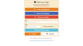 
                            8. Login do aluno na WR Educacional