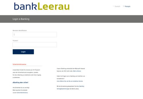 
                            1. Login e-Banking - Bank Leerau