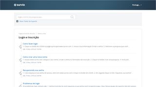 
                            3. Login e Inscrição : Survio - Survio.com