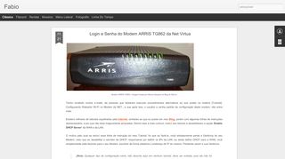 
                            8. Login e Senha do Modem ARRIS TG862 da Net Virtua | Fabio