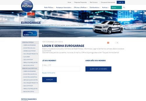 
                            4. Login e senha membros PitStop Eurogarage | Rede PitStop